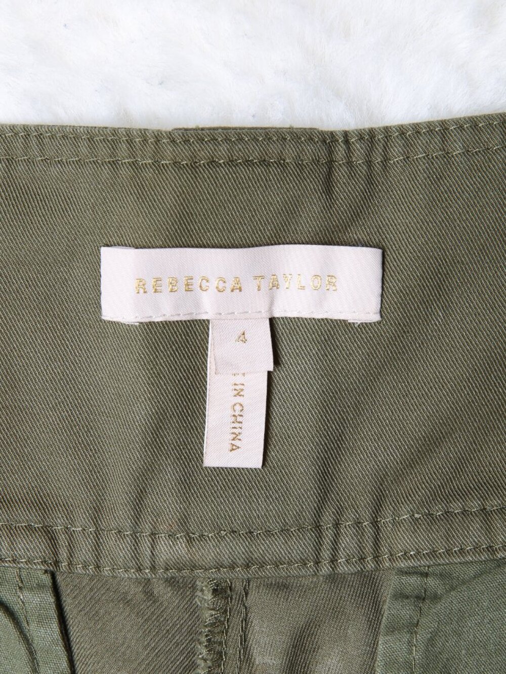 REBECCA TAYLOR Olive Green High-Waist Barrel Leg Cotton Twill Pants Size 4 - Picture 9 of 10